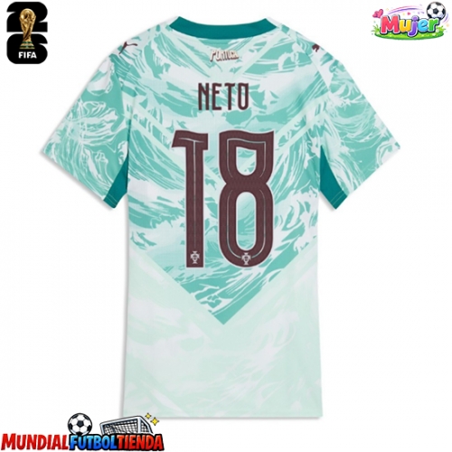 Camiseta Portugal Pedro Neto #18 Segunda Equipación Replica Mundial 2026 para mujer mangas cortas